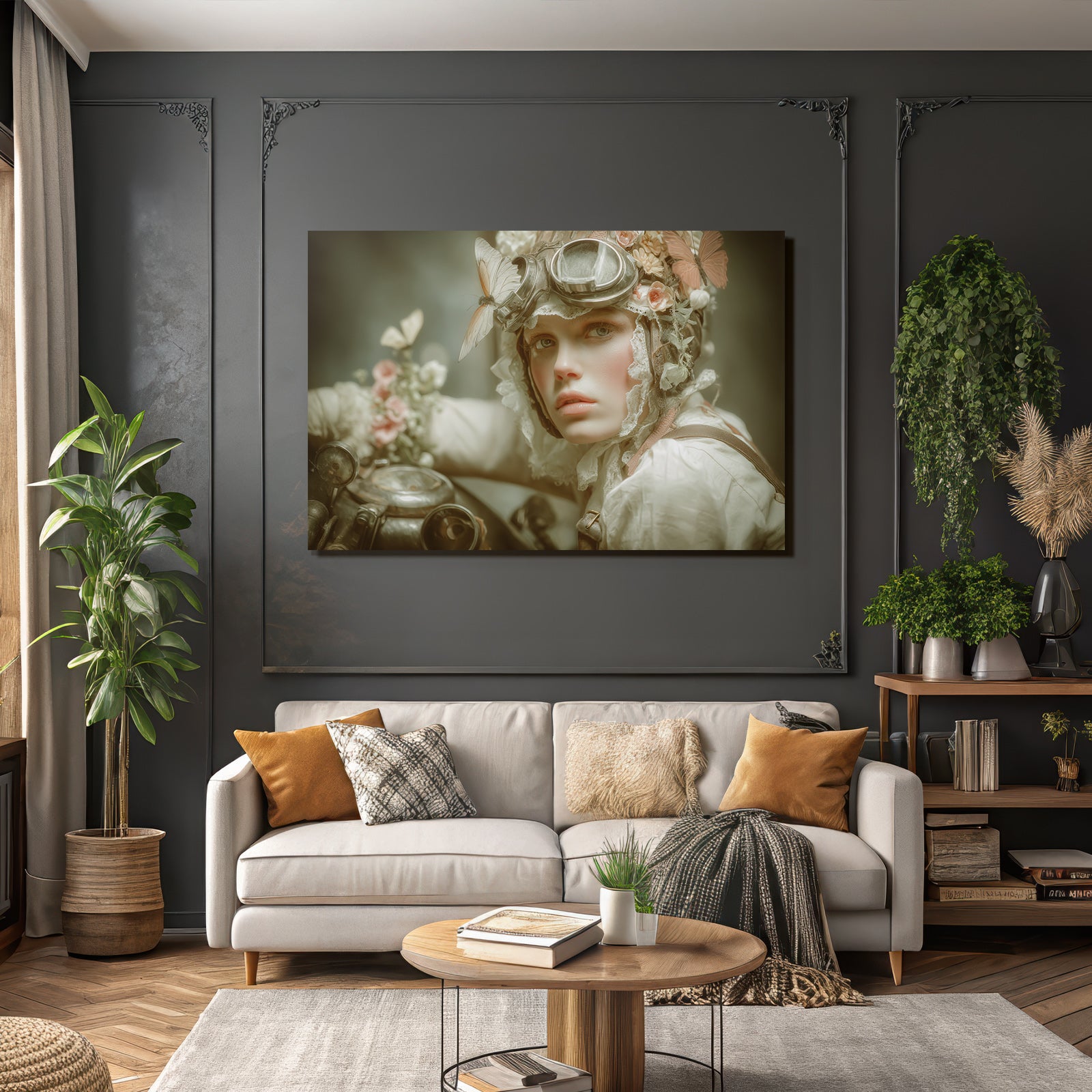 Person Mit Vintage Fashion Und Natur Inspiriertem Thema