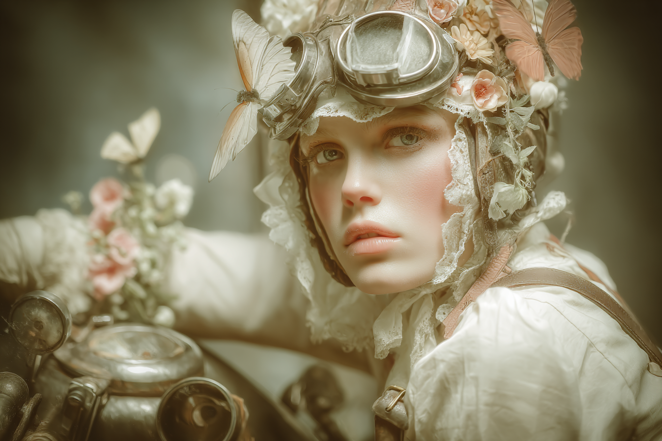 Person Mit Vintage Fashion Und Natur Inspiriertem Thema | Digital Art | Kunstgattungen