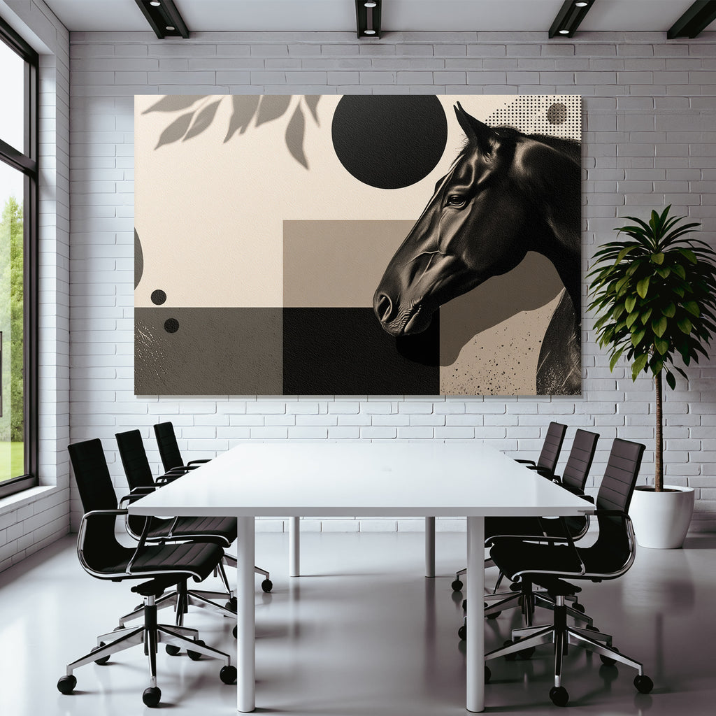 Pferdeprofil Abstrakteformen Monochromatisches Design
