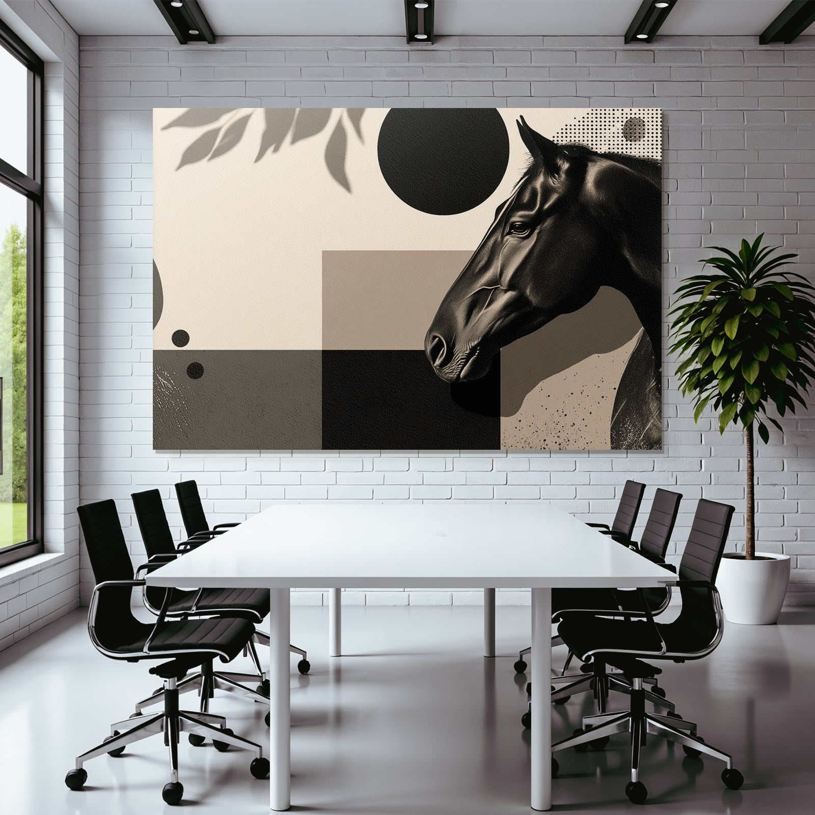 Pferdeprofil Abstrakteformen Monochromatisches Design
