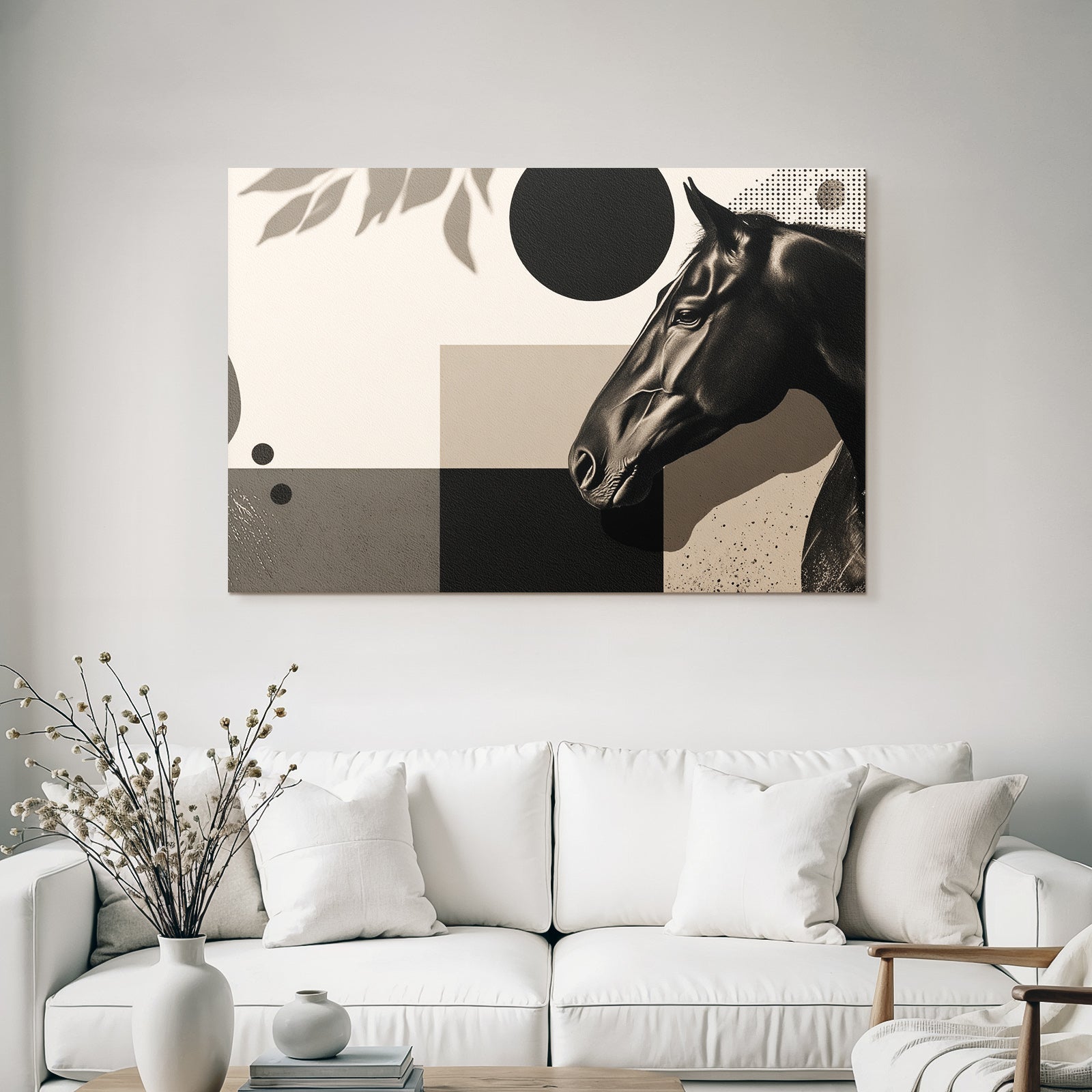 Pferdeprofil Abstrakteformen Monochromatisches Design