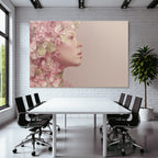 Stilisiertes Portrait Mit Flora Und Butterflies Pastellfarben