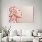 Stilisiertes Portrait Mit Flora Und Butterflies Pastellfarben