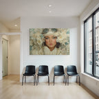 Stylisierte Blumenportraet Mit Gruenen Augen Und Delikater Me Makeup
