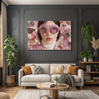 Stylisierte Illustration Person Mit Rosanen Goggles Blumen Und Butterflies