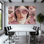 Stylisierte Illustration Person Mit Rosanen Goggles Blumen Und Butterflies