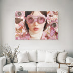 Stylisierte Illustration Person Mit Rosanen Goggles Blumen Und Butterflies