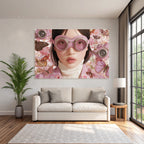 Stylisierte Illustration Person Mit Rosanen Goggles Blumen Und Butterflies