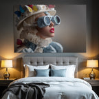 Stylisierte Portraet Mit Hut Und Goggles Fashion Accessoires