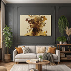 Stylisierte Portrait Runde Sonnenbrille Blumen Und Schmetterlinge