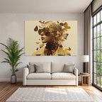Stylisierte Portrait Runde Sonnenbrille Blumen Und Schmetterlinge