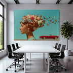 Stylisierte Profil Person Flora Fauna Rote Converted Auto Surrealismus Fantasie