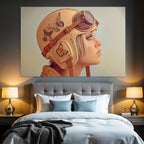 Vintage Aviator Helm Mit Schmetterlings Dekorativ Hintergrund Kunstvolles Bild