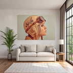 Vintage Aviator Helm Mit Schmetterlings Dekorativ Hintergrund Kunstvolles Bild