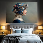 Vintage Helm Blumen Und Schmetterlinge Profil