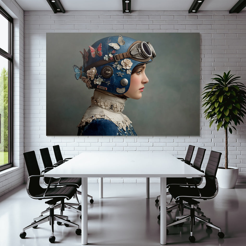 Vintage Helm Blumen Und Schmetterlinge Profil