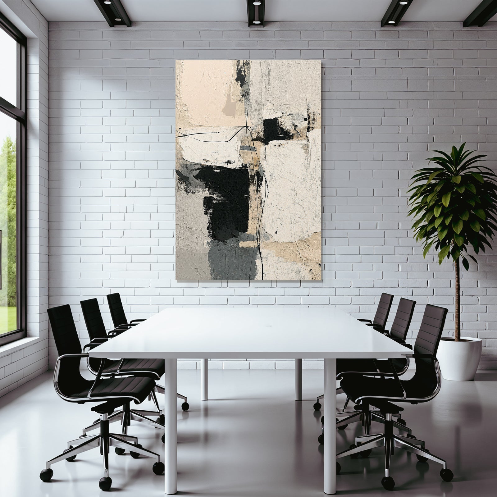 Abstract Kunstwerk Mit Beige Black Und Grau Texturen Und Formen