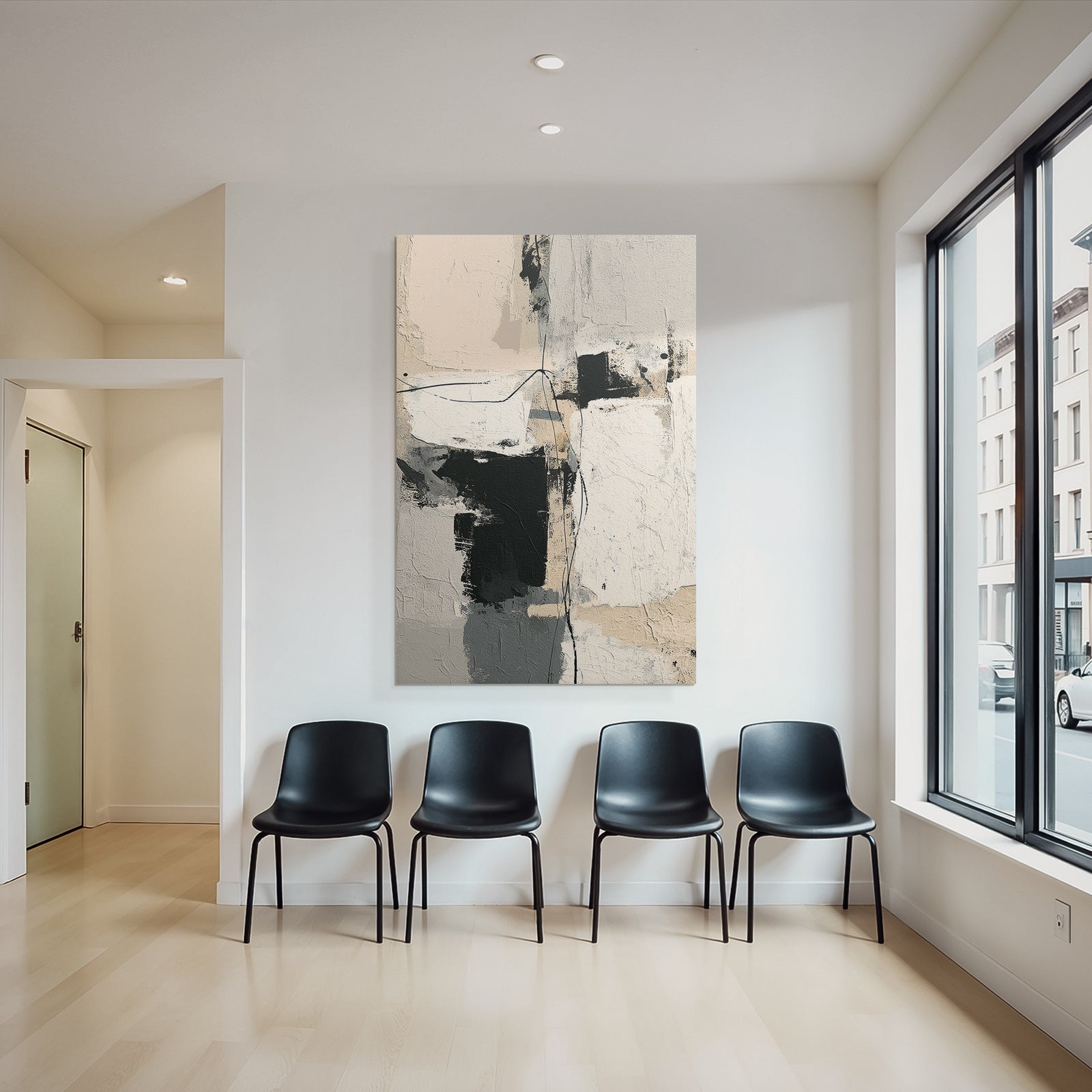 Abstract Kunstwerk Mit Beige Black Und Grau Texturen Und Formen