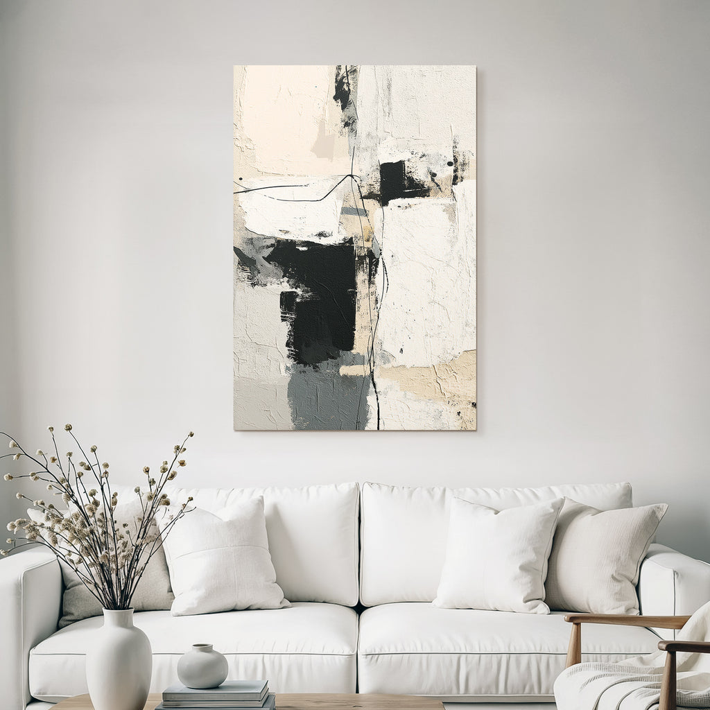 Abstract Kunstwerk Mit Beige Black Und Grau Texturen Und Formen