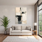 Abstract Kunstwerk Mit Beige Black Und Grau Texturen Und Formen