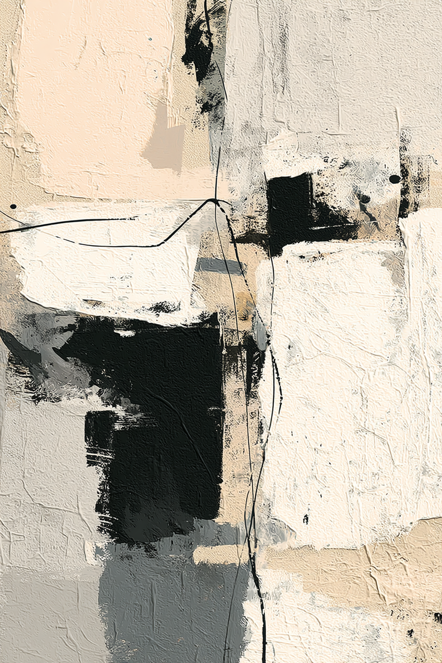 Abstract Kunstwerk Mit Beige Black Und Grau Texturen Und Formen | Fine Art und Malerei | Kunstgattungen