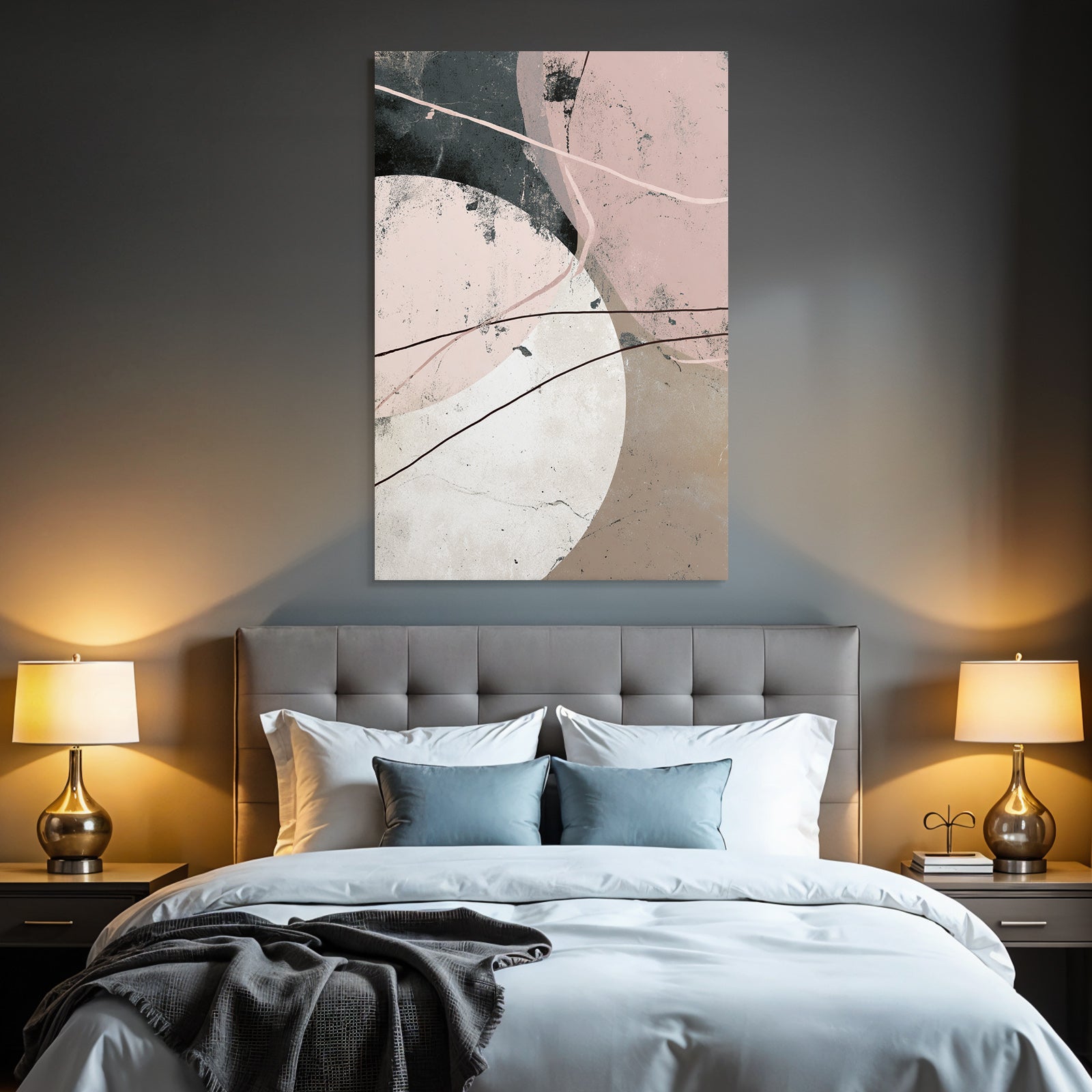 Abstracte Kunst Rotbraun Weiss Pink Moderne Innenarchitektur