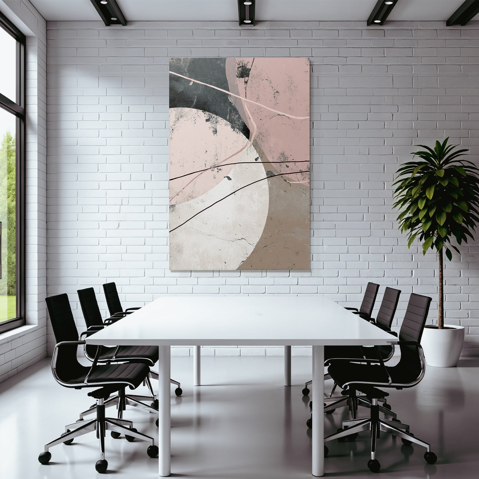 Abstracte Kunst Rotbraun Weiss Pink Moderne Innenarchitektur