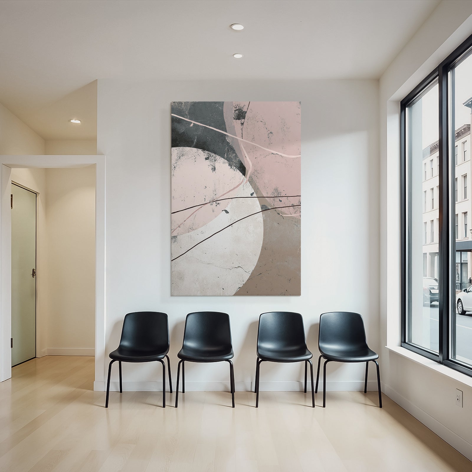 Abstracte Kunst Rotbraun Weiss Pink Moderne Innenarchitektur