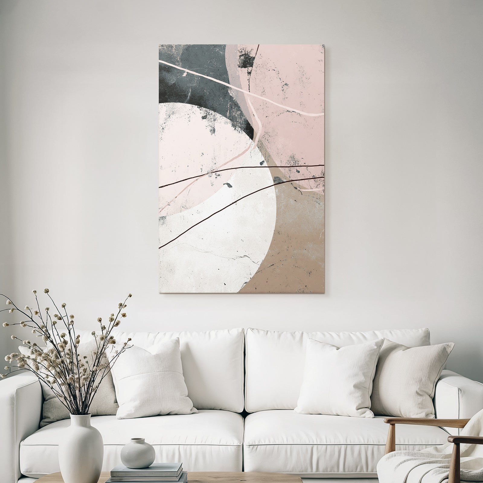 Abstracte Kunst Rotbraun Weiss Pink Moderne Innenarchitektur