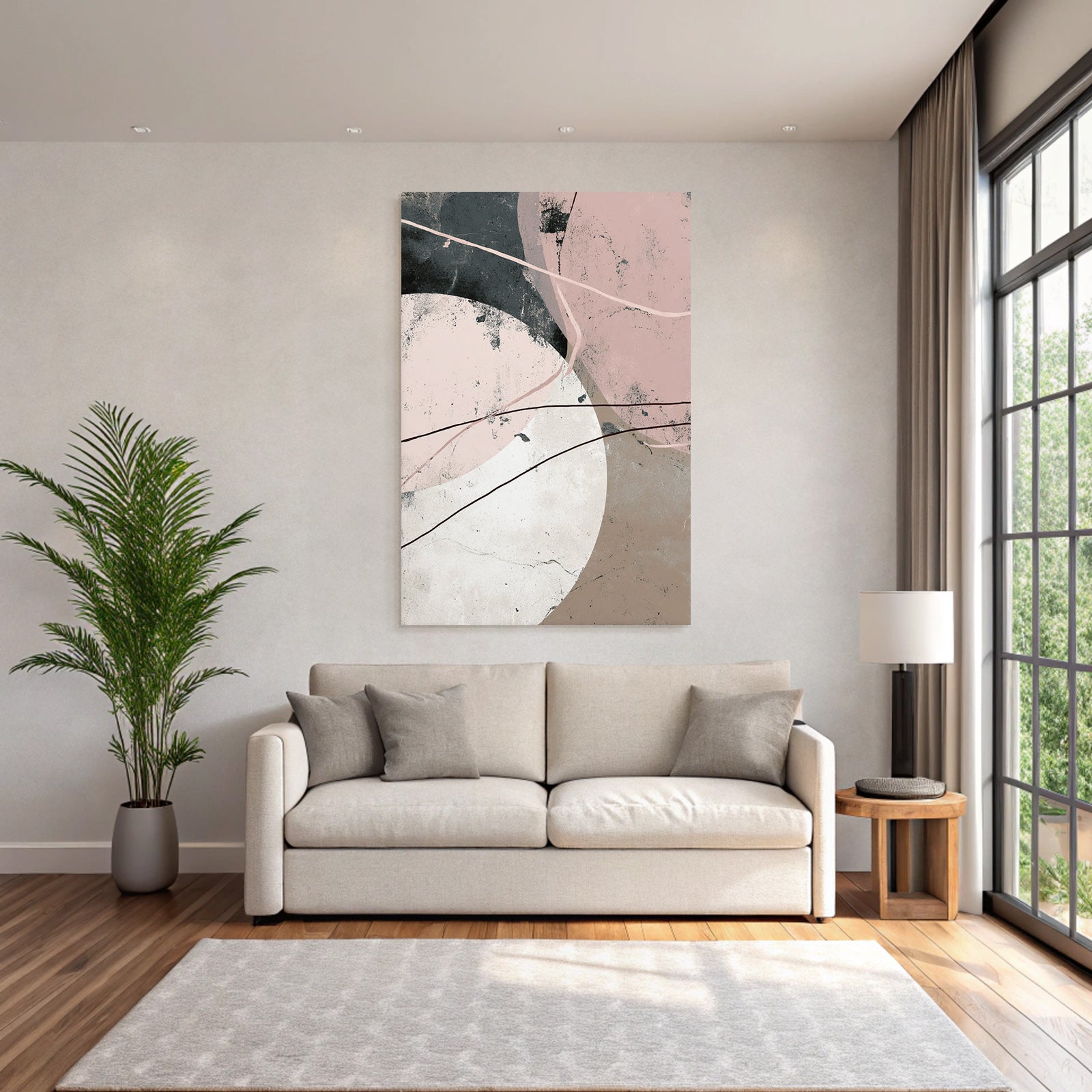 Abstracte Kunst Rotbraun Weiss Pink Moderne Innenarchitektur