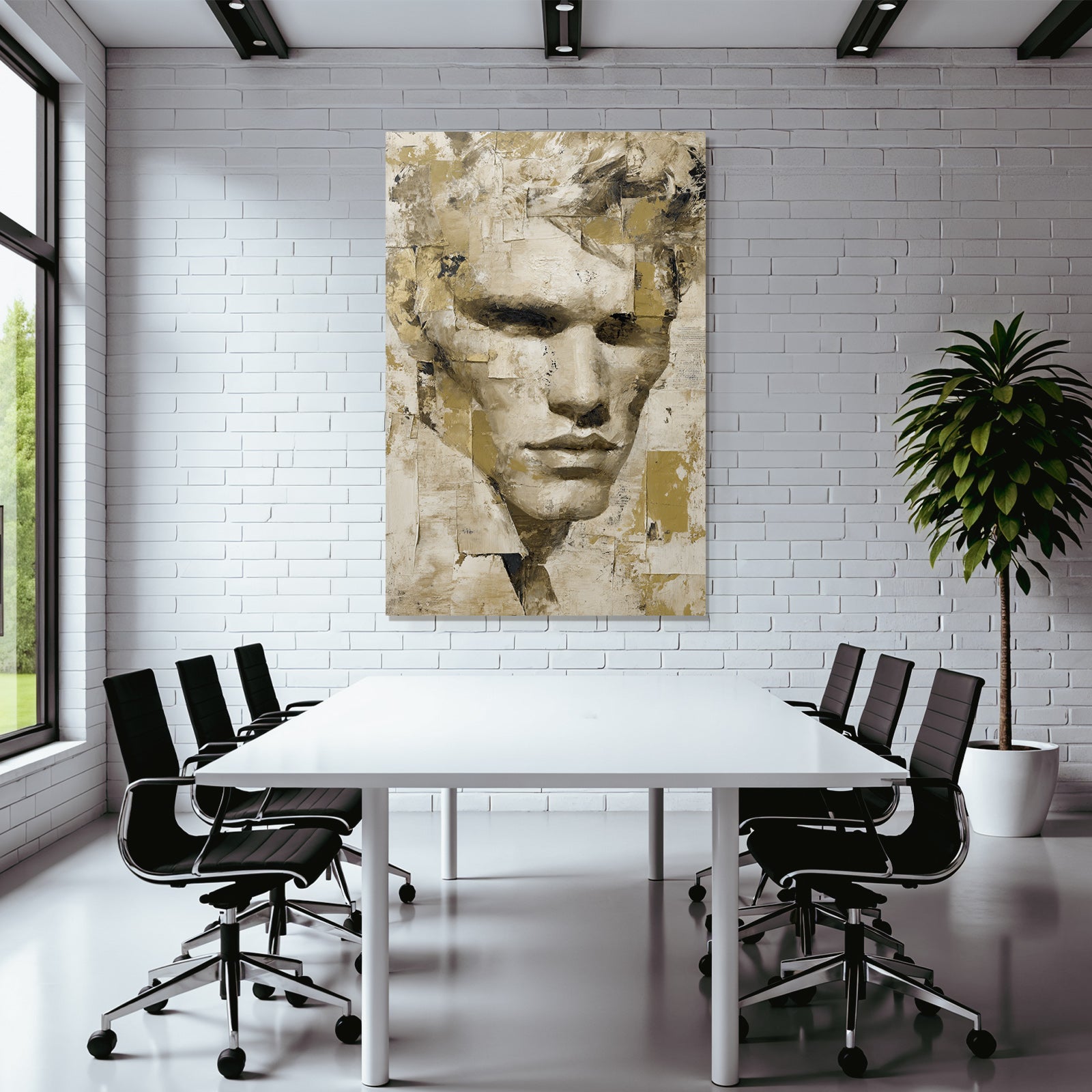 Abstracte Menschen Face Texturiert Gold Und Schwarz