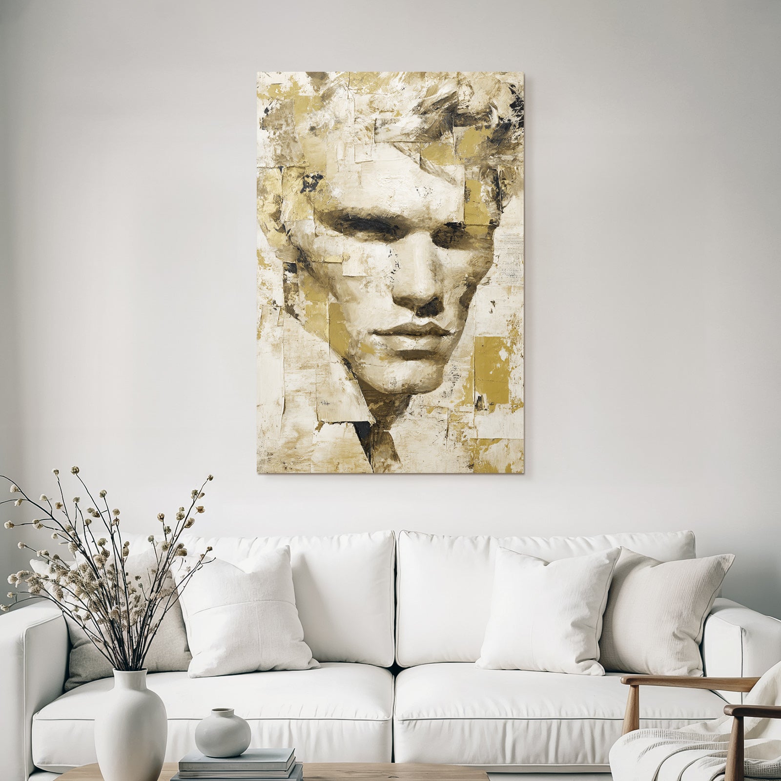 Abstracte Menschen Face Texturiert Gold Und Schwarz