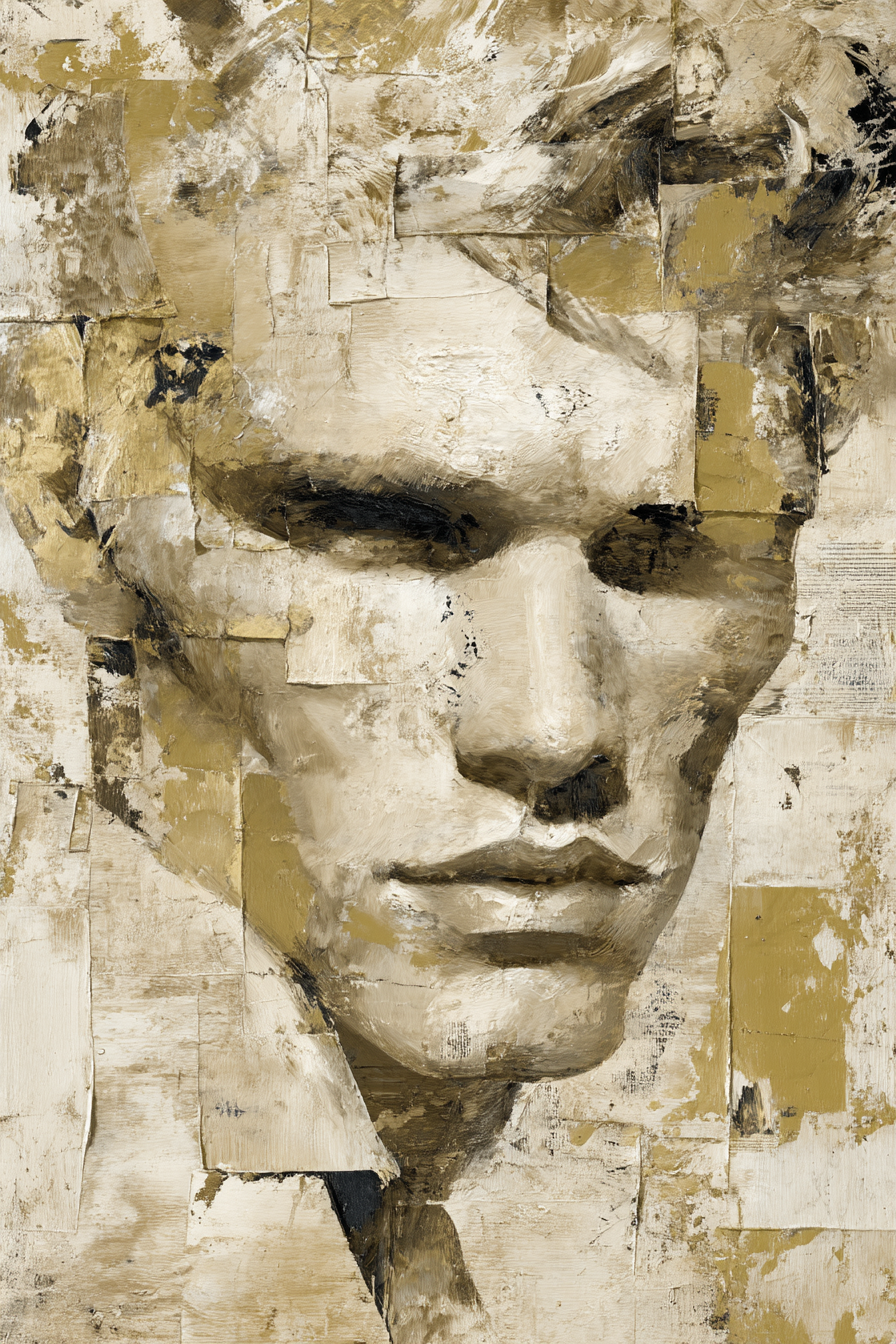 Abstracte Menschen Face Texturiert Gold Und Schwarz | Fine Art und Malerei | Kunstgattungen