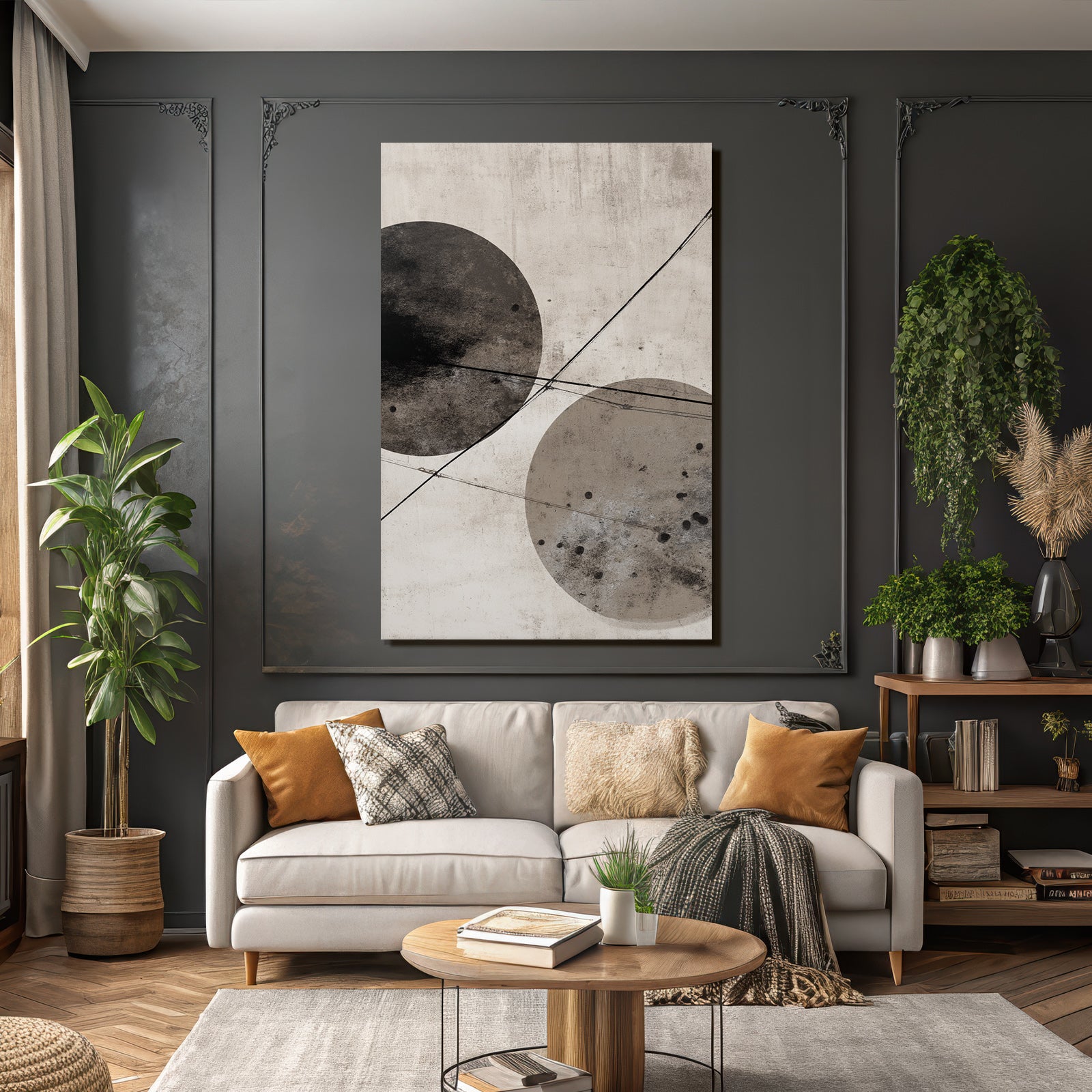 Abstractes Design Zwei Grosse Kreise Mit Texturiertem Hintergrund