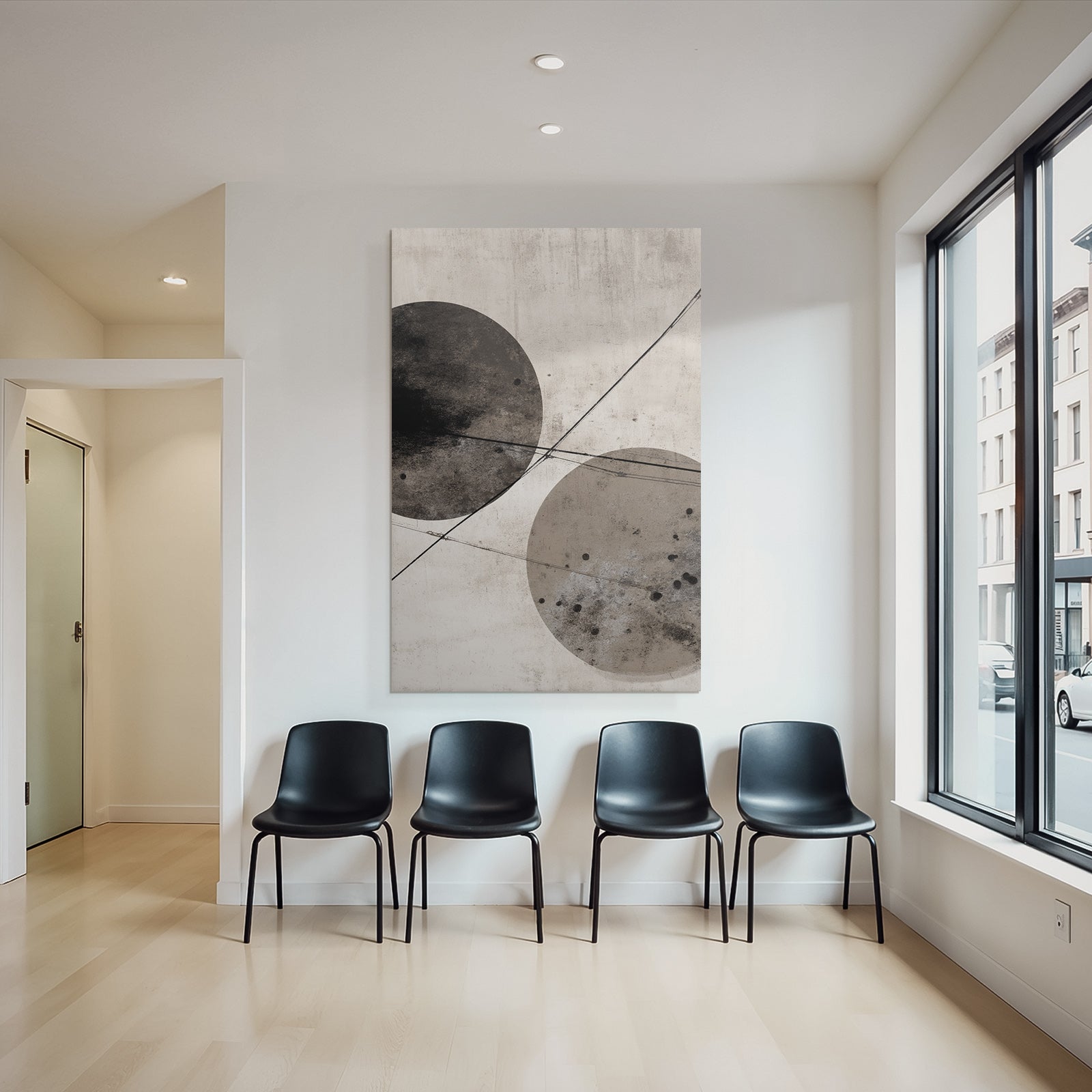 Abstractes Design Zwei Grosse Kreise Mit Texturiertem Hintergrund