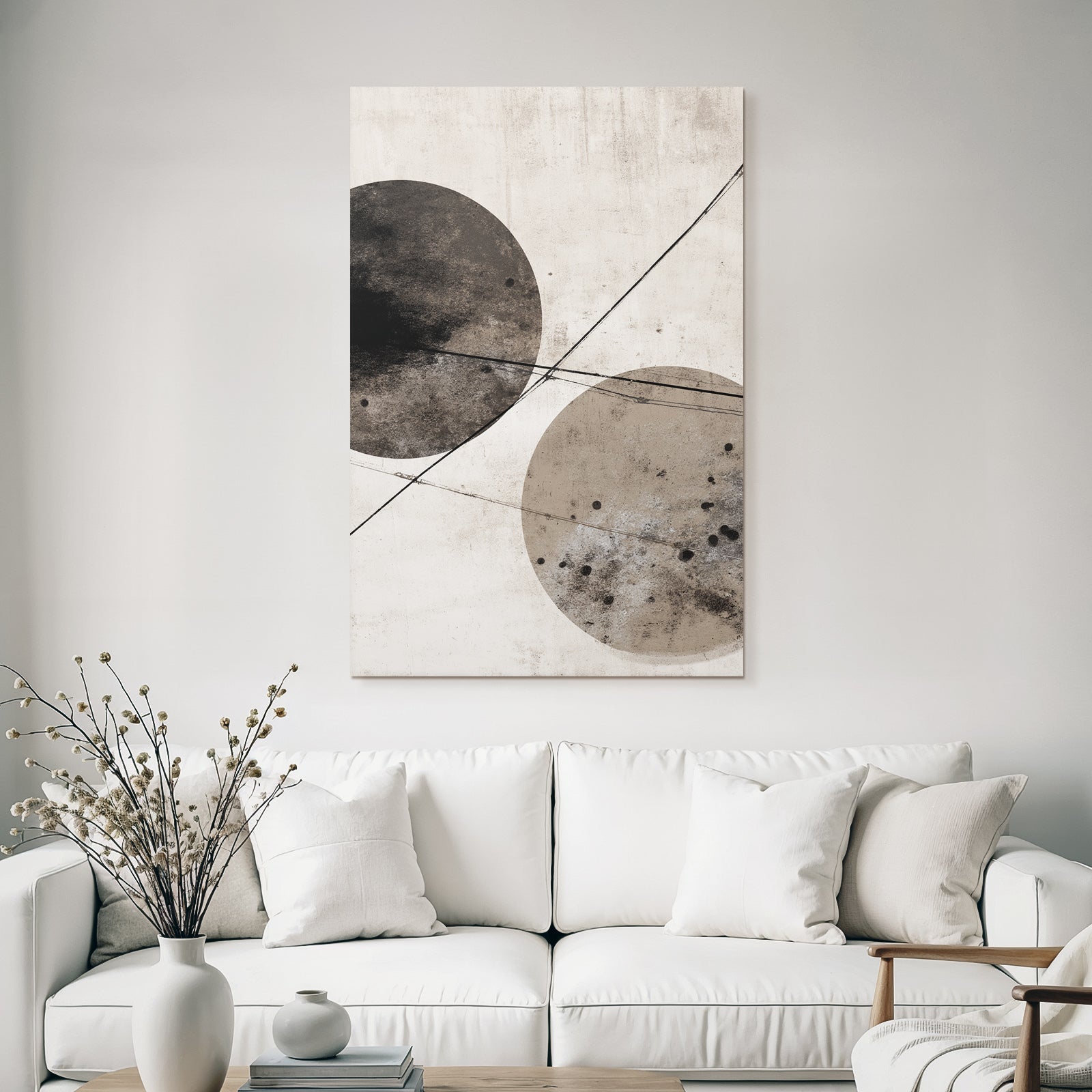 Abstractes Design Zwei Grosse Kreise Mit Texturiertem Hintergrund