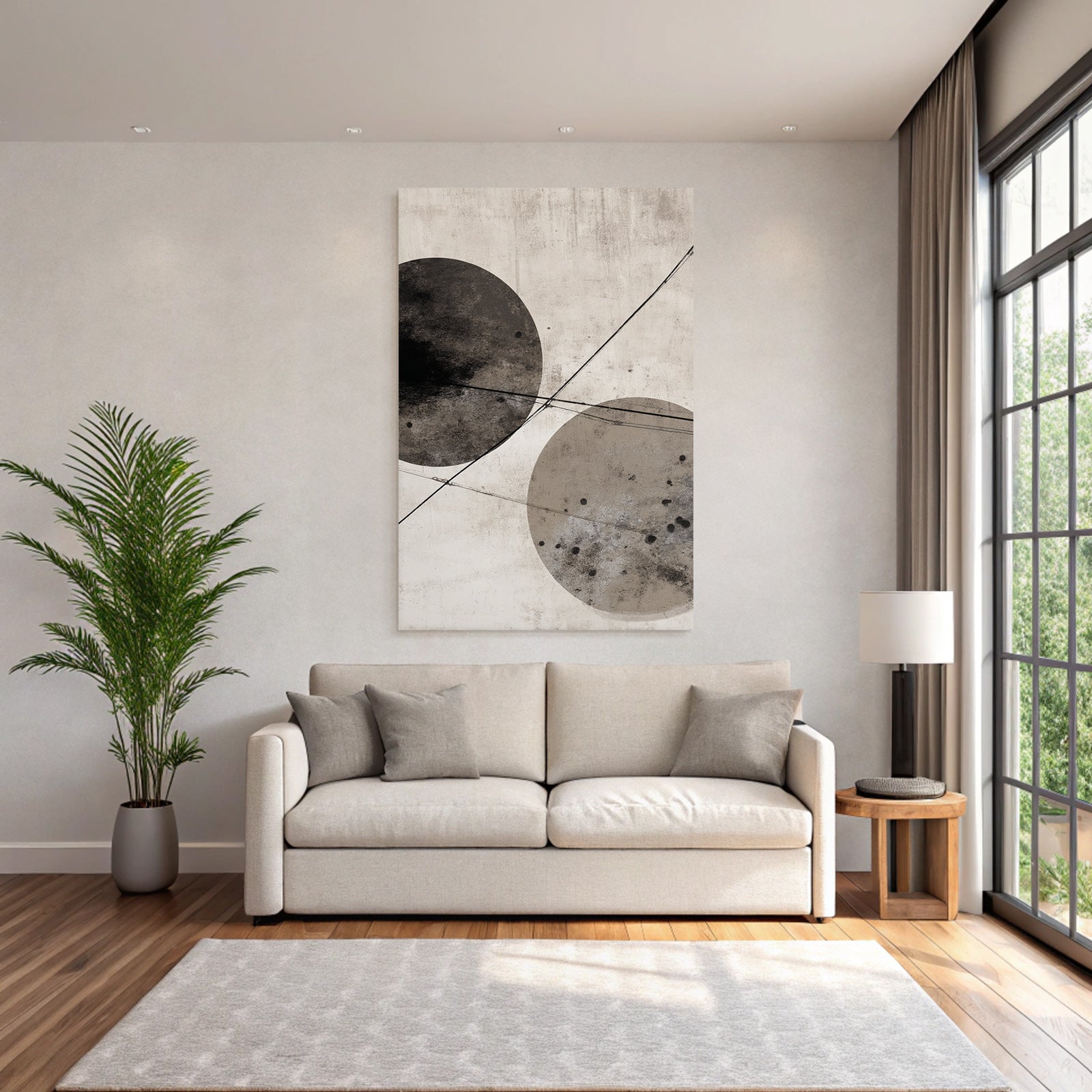 Abstractes Design Zwei Grosse Kreise Mit Texturiertem Hintergrund