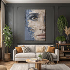 Abstractes Portraet Detailaufnahme Auge Gestaltung Mit Blau Beige Gold