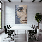 Abstractes Portraet Detailaufnahme Auge Gestaltung Mit Blau Beige Gold