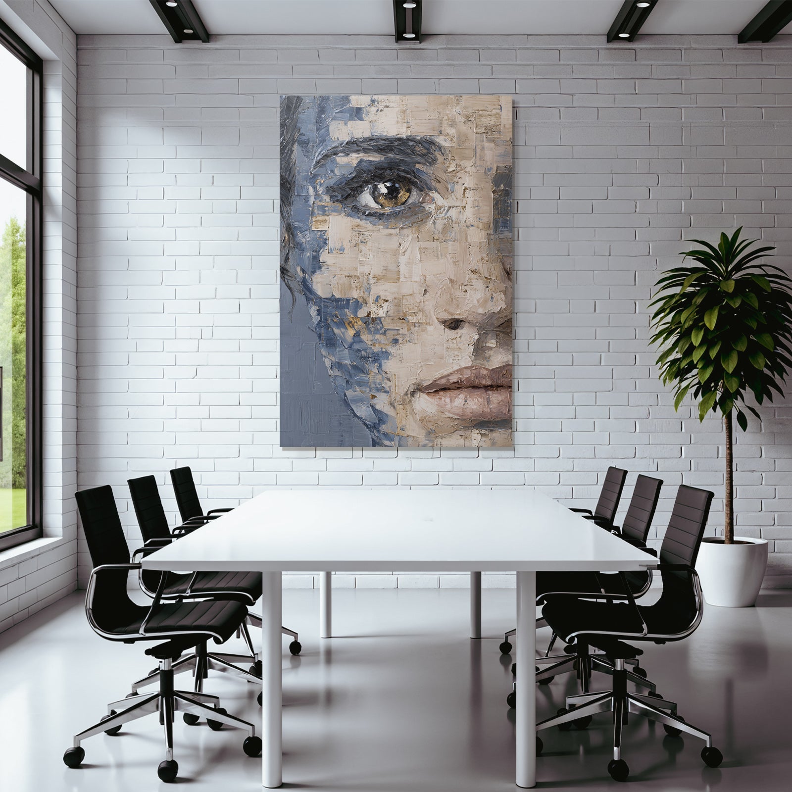 Abstractes Portraet Detailaufnahme Auge Gestaltung Mit Blau Beige Gold