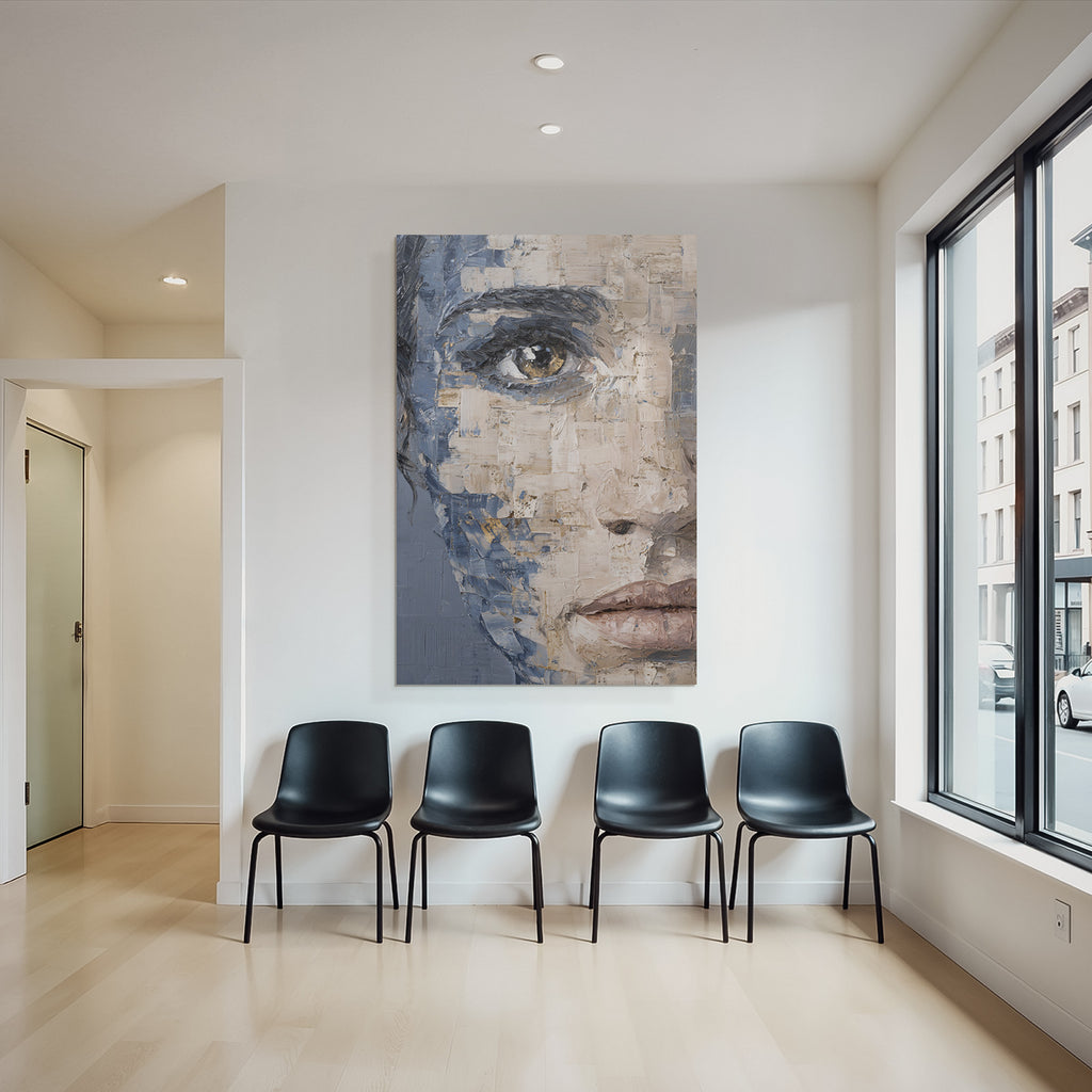 Abstractes Portraet Detailaufnahme Auge Gestaltung Mit Blau Beige Gold