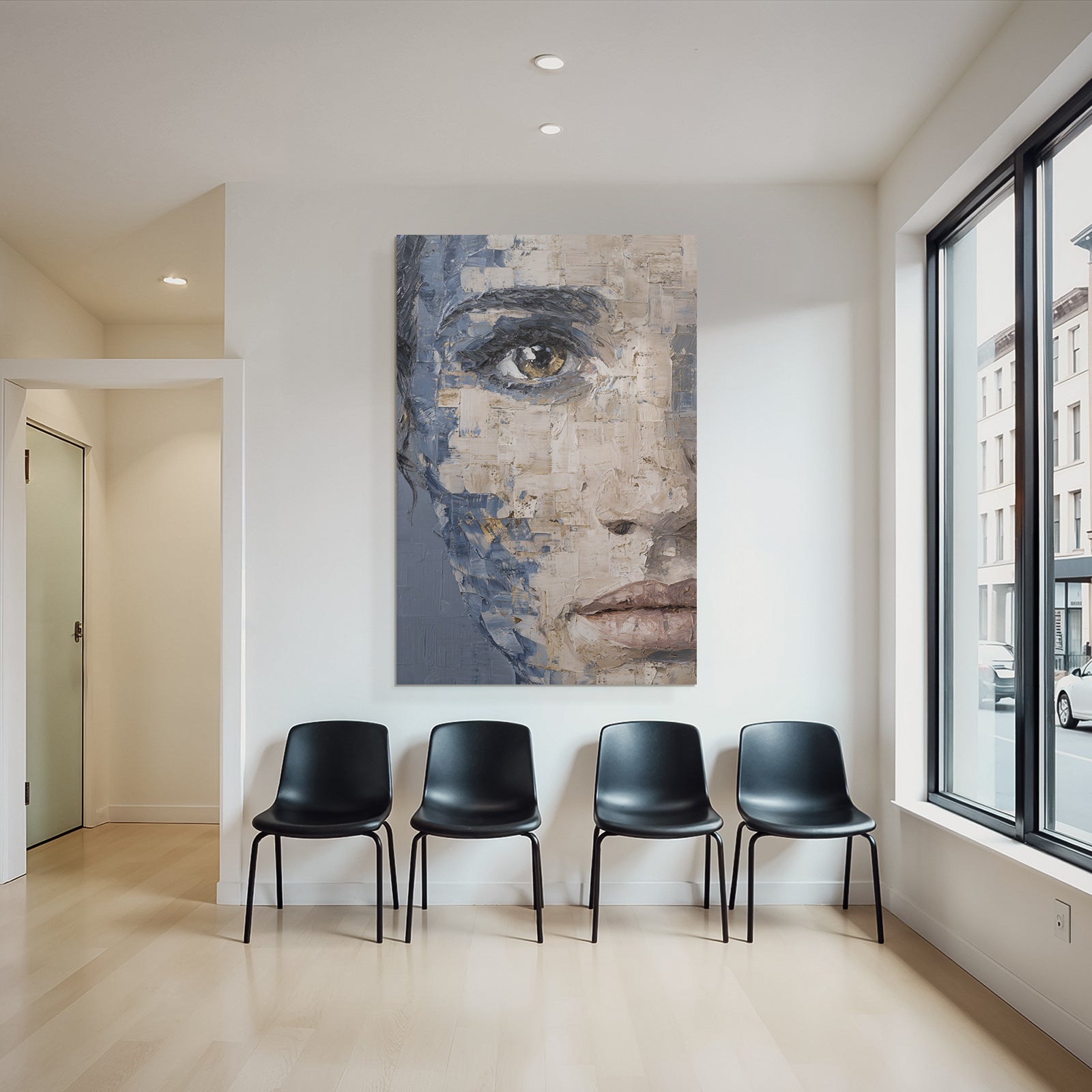 Abstractes Portraet Detailaufnahme Auge Gestaltung Mit Blau Beige Gold