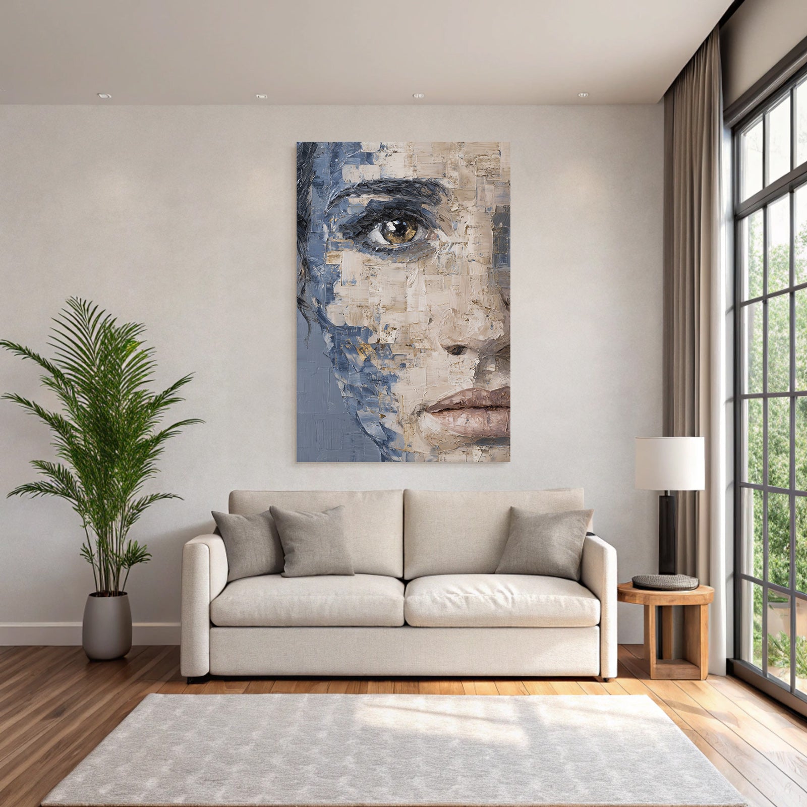 Abstractes Portraet Detailaufnahme Auge Gestaltung Mit Blau Beige Gold