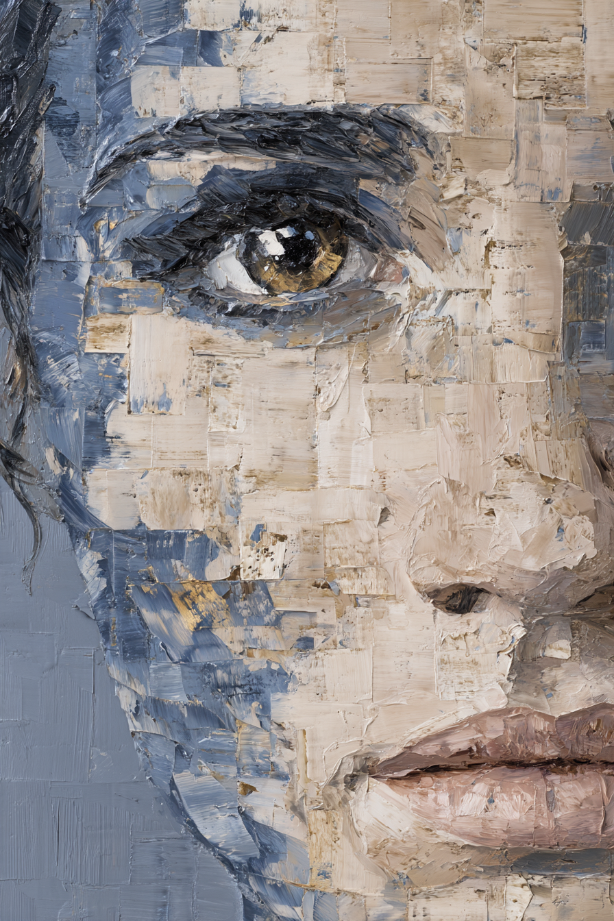 Abstractes Portraet Detailaufnahme Auge Gestaltung Mit Blau Beige Gold | Fine Art und Malerei | Kunstgattungen