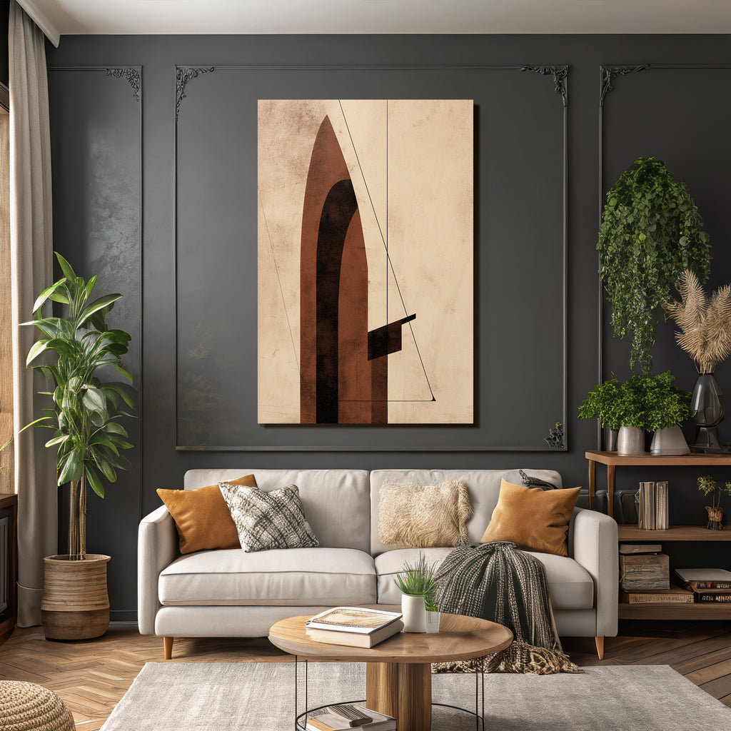Abstrakte Kunst Geometrische Formen Erdtoene Minimalistisch Wohnarchitektur