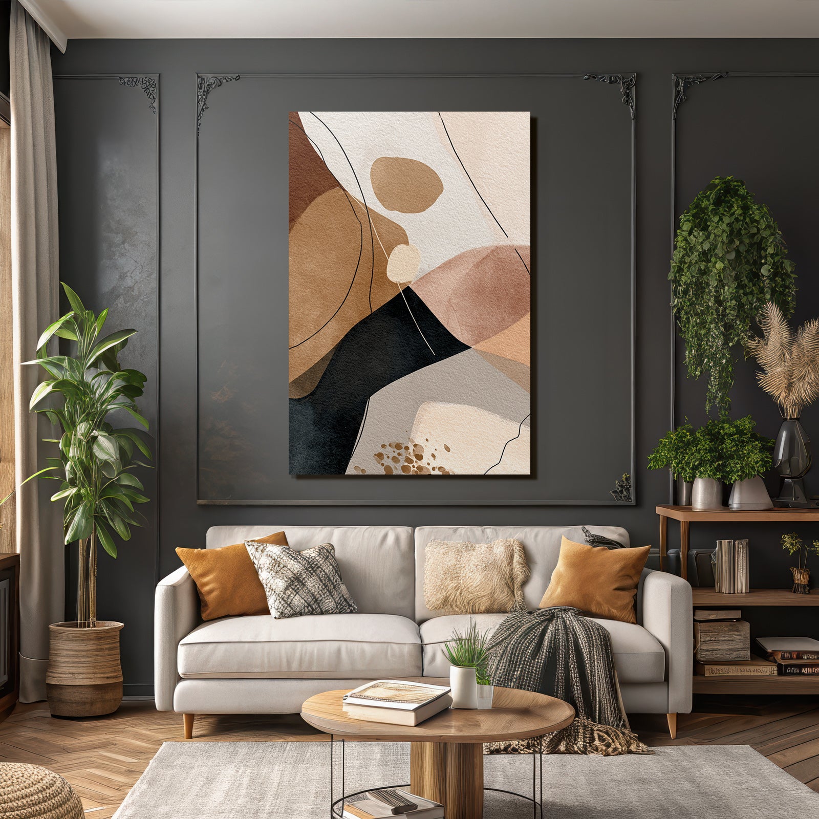 Abstrakte Kunst Organische Formen Erden Ton Weiche Linien Modern Grafikdesign