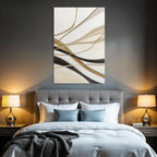 Abstraktes Design Fliessende Linien Beige Braun Schwarz Weisser Hintergrund