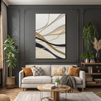 Abstraktes Design Fliessende Linien Beige Braun Schwarz Weisser Hintergrund