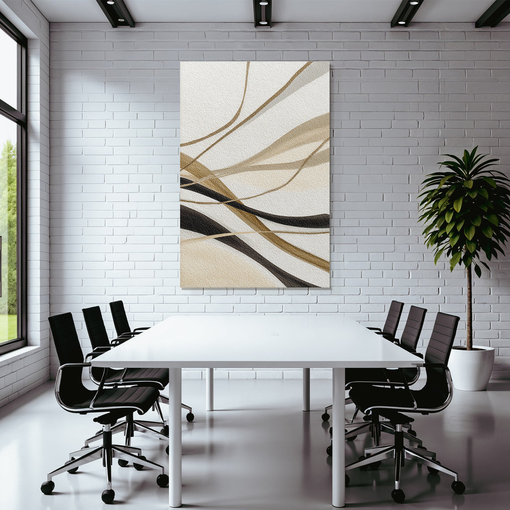 Abstraktes Design Fliessende Linien Beige Braun Schwarz Weisser Hintergrund