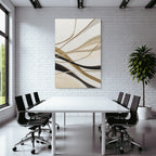 Abstraktes Design Fliessende Linien Beige Braun Schwarz Weisser Hintergrund